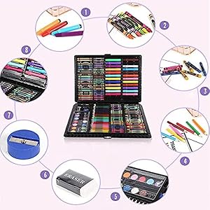 Generic-168-Piece-Art-SetPainting--Drawing-Supplies-Kit-with-Portable-Art-BoxOil-Pastels-Crayons-Col-B07XGBDWXP